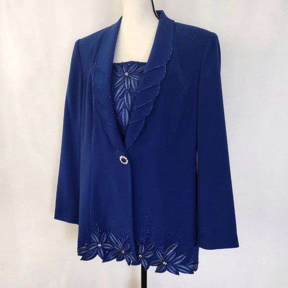 Vintage Y2K Designer Ben Marc Blue Beaded Formal Jacket - Picture 3 of 11